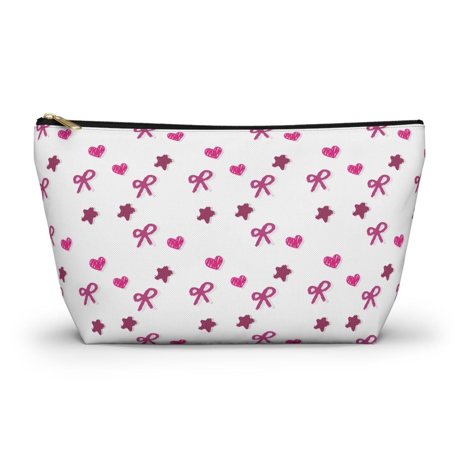 Pink Bows Hearts and Stars Accessory T-Bottom Pouch