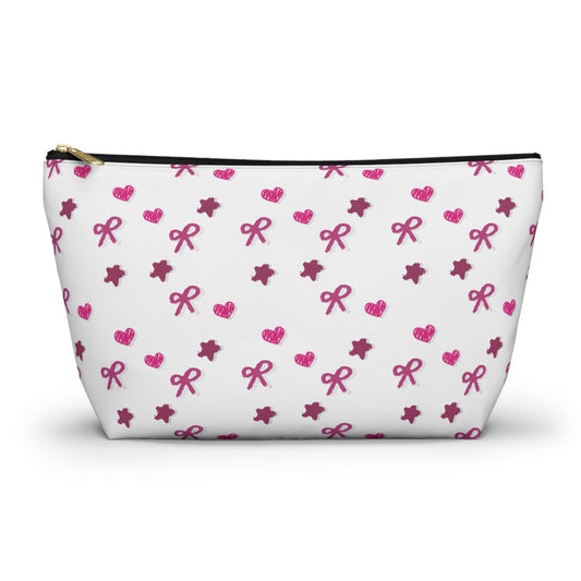 Pink Bows Hearts and Stars Accessory T-Bottom Pouch
