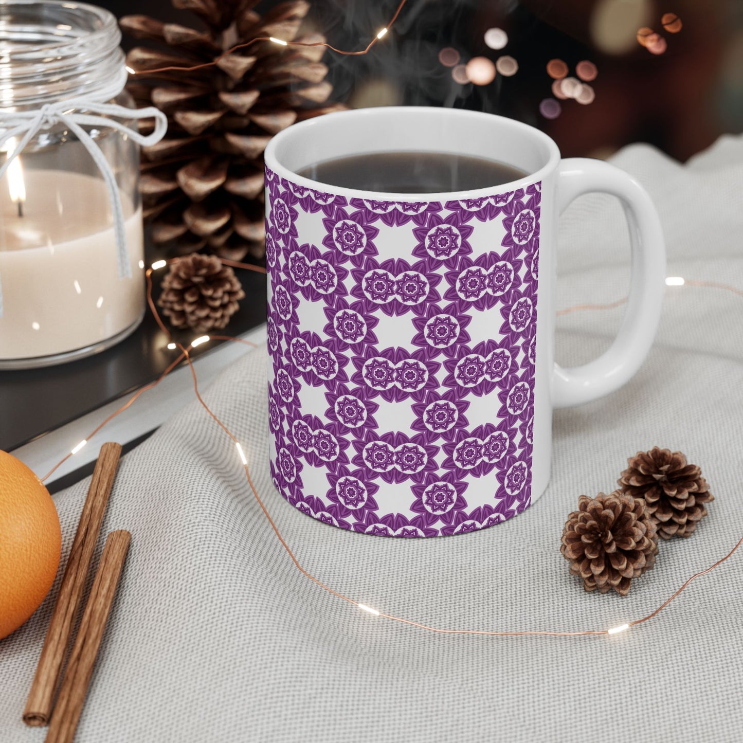 Aesthetic Purple Pattern Ceramic Mug (11oz)