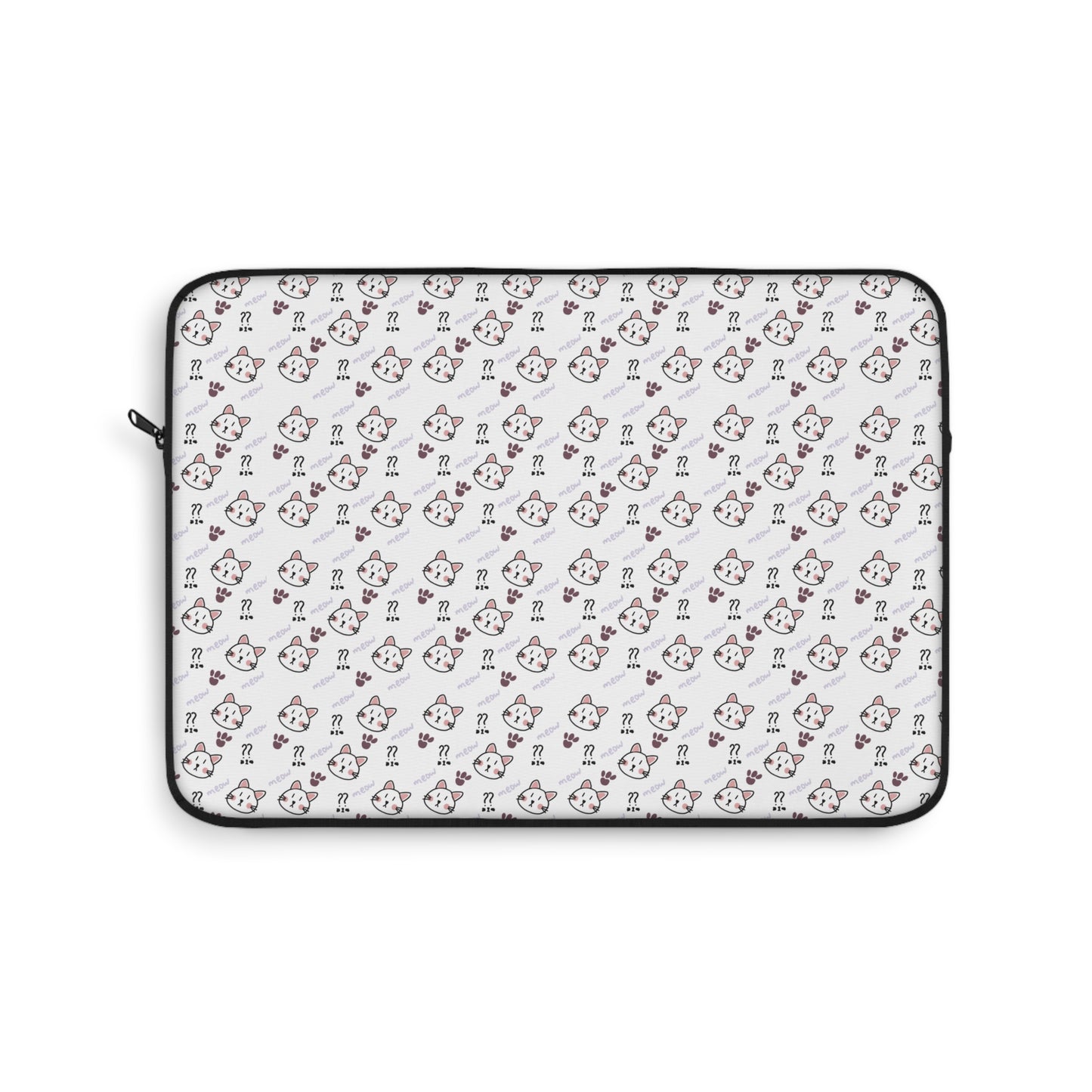 Cute Cat Pattern Laptop Sleeve – White Kitty Print Protective Cover