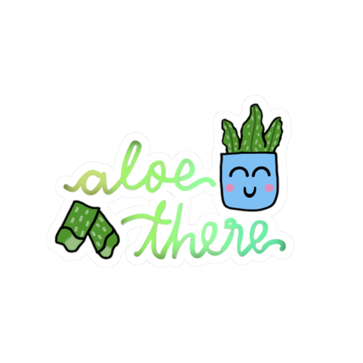 Aloe There Cute Art Print Kiss-Cut Sticker