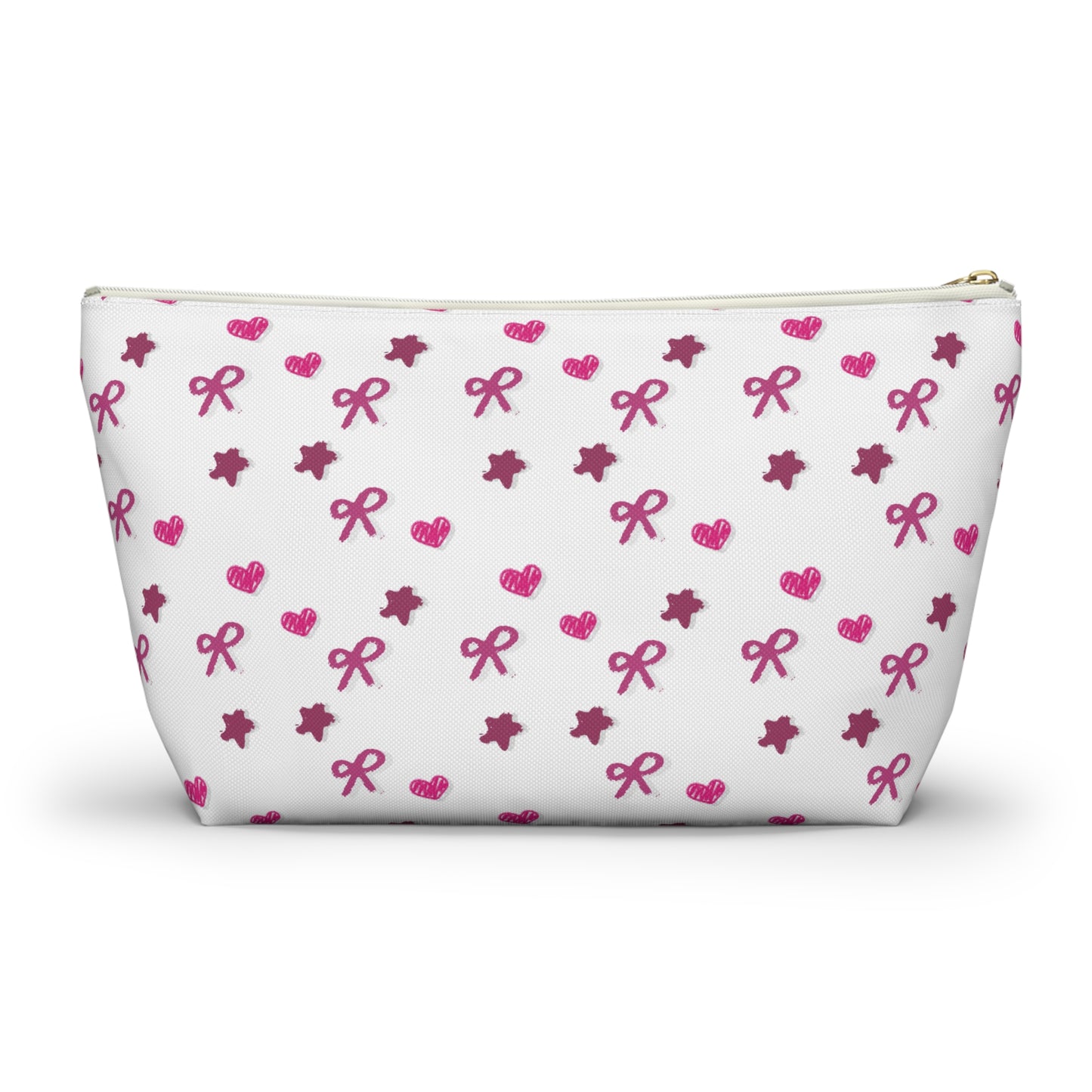 Pink Bows Hearts and Stars Accessory T-Bottom Pouch