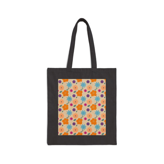 Aesthetic Floral Print Cotton Canvas Tote Bag