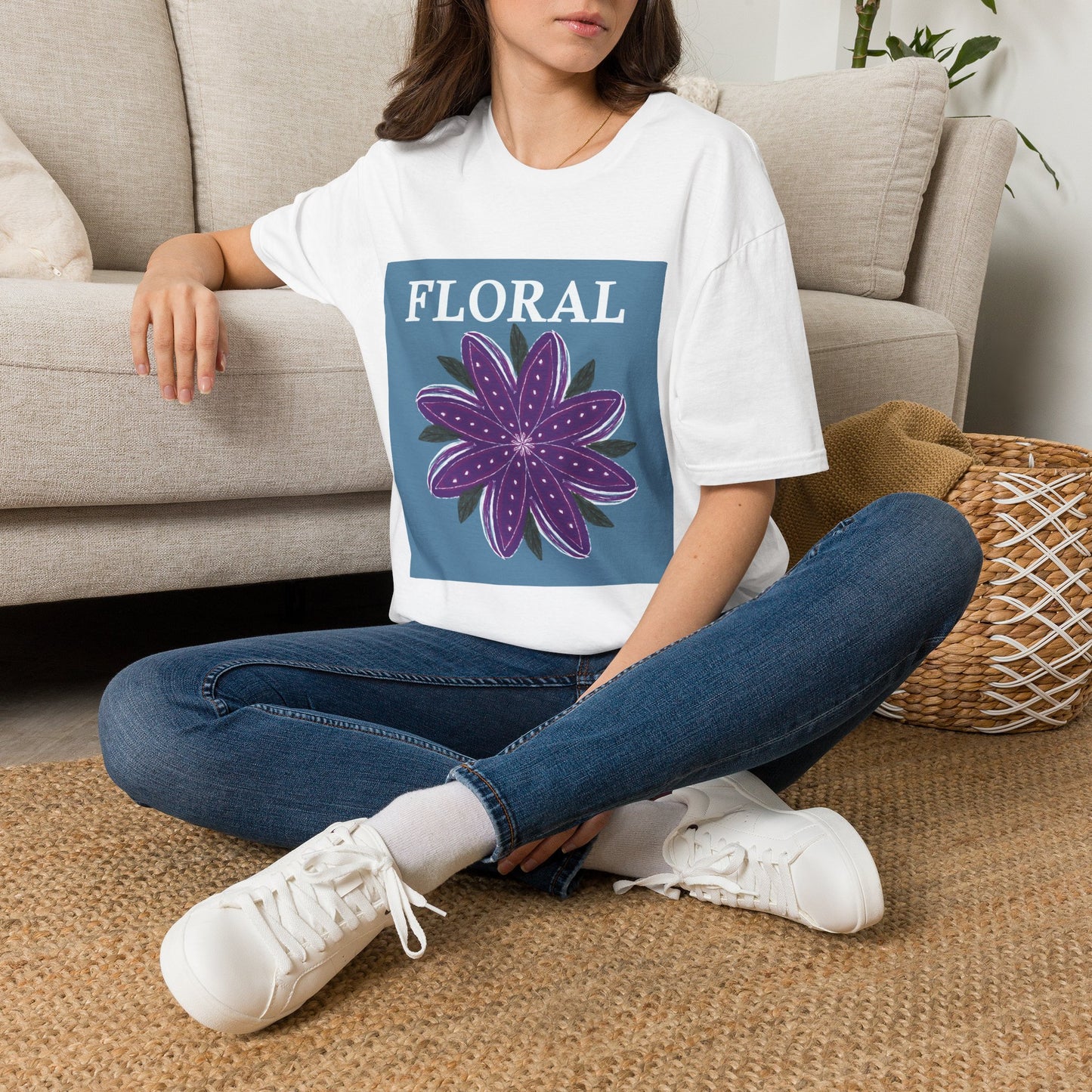 Floral Purple Flower Sketch Aesthetic Unisex Softstyle Tee