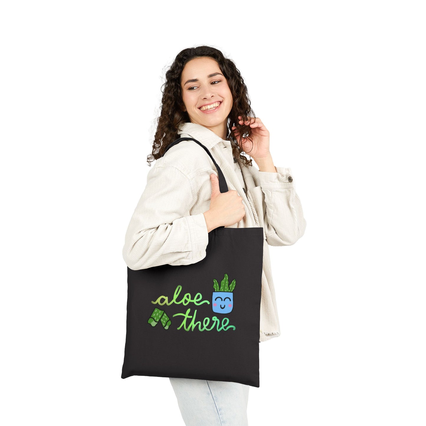 Aloe There Cute Art Print Cotton Canvas Tote Bag