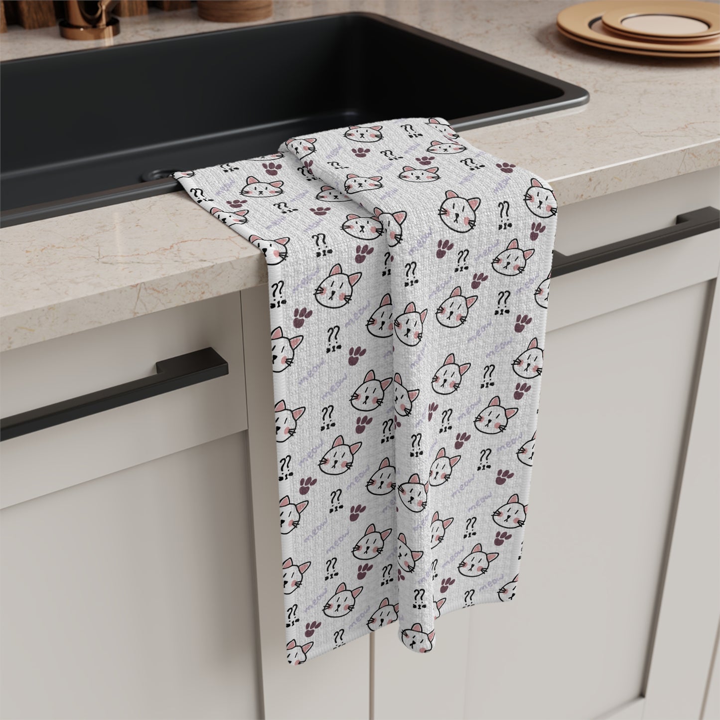 Cute Cat Pattern Microfiber Tea Towel — Cozy Kitchen Decor